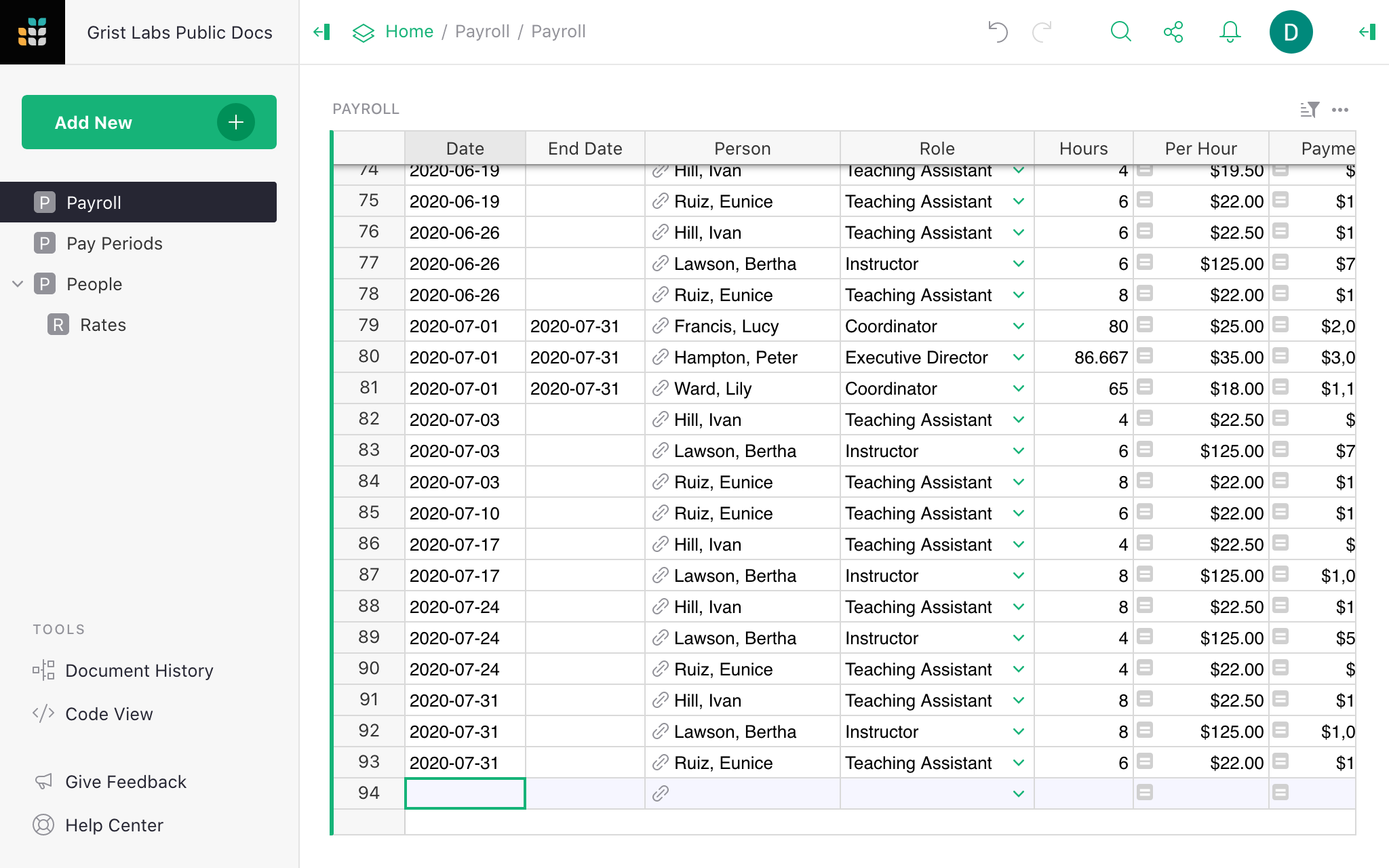 Payroll Page